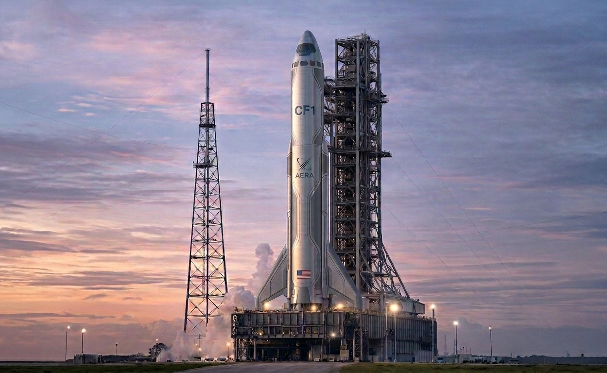 CF1 Launch Vehicle on pad